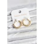 Pirinç Gold Renk Küçük Tırtıklı Halka Model Kadın Küpe - Tj-Bkp11605