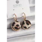 Pirinç Gold Renk Leopar Desenli Daire Model Kadın Küpe 5886