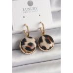 Pirinç Gold Renk Leopar Desenli Daire Model Kadın Küpe Vice1395 3876