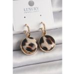 Pirinç Gold Renk Leopar Desenli Daire Model Kadın Küpe