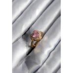 Pirinç Gold Renk Pembe Zirkon Taşlı Charm Kalp Model Kadın Yüzük 5886