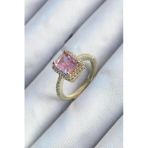 Pirinç Gold Renk Pembe Zirkon Taşlı Kadın Yüzük -1492