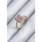 Pirinç Gold Renk Pembe Zirkon Taşlı Kadın Yüzük - Lisinya - 001-Renkli