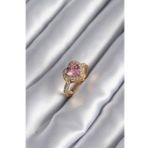 Pirinç Gold Renk Pembe Zirkon Taşlı Kalp Model Kadın Yüzük