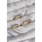 Pirinç Gold Renk Renkli Zirkon Taşlı Kare Model Küpe Seti - EBJ240807W25519