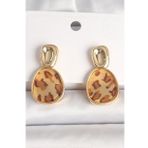 Pirinç Gold Renk Sallantı Leopar Desen Kare Model Kadın Küpe - TJ-BKP10346 pop