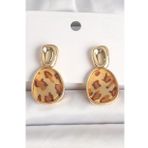 Pirinç Gold Renk Sallantı Leopar Desen Kare Model Kadın Küpe - Tj-Bkp10346
