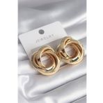 Pirinç Gold Renk Sarmal Halka Model Kadın Küpe