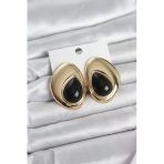 Pirinç Gold Renk Siyah Taşlı Damla Model Vintage Kadın Küpe