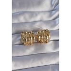Pirinç Gold Renk Tırtıklı Bombe Model Küpe - Lisinya - 001-Renkli