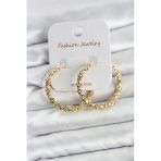 Pirinç Gold Renk Tırtıklı Halka Model Kadın Küpe - Tj-Bkp11606