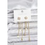 Pirinç Gold Renk Yonca Model Sallantılı Kadın Küpe