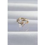Pirinç Gold Renk Zirkon Taşlı Damla Earcuff Küpe - TJ-BKP9335