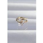 Pirinç Gold Renk Zirkon Taşlı Damla Earcuff Küpe