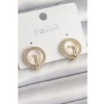 Pirinç Gold Renk Zirkon Taşlı Halka Model Kadın Küpe - TJ-BKP9923