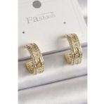 Pirinç Gold Renk Zirkon Taşlı İşleme Detay Halka Model Kadın Küpe - TJ-BKP9913