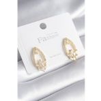 Pirinç Gold Renk Zirkon Taşlı Kadın Küpe - Tj-bkp8444