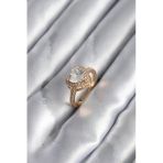 Pirinç Gold Renk Zirkon Taşlı Kalp Charm Model Kadın Yüzük 5886