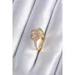 Pirinç Gold Renk Zirkon Taşlı Kalp Charm Model Kadın Yüzük - EBJ250327W32371