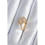 Pirinç Gold Renk Zirkon Taşlı Kalp Charm Model Kadın Yüzük (Timya/1395) 189991