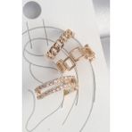 Pirinç Gold Renk Zirkon Taşlı Kare Zincir Model Kadın Kıkırdak Küpe - Lisinya - 001-Renkli