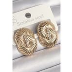 Pirinç Gold Renk Zirkon Taşlı Sarmal Model Kadın Küpe - Tj-Bkp10241