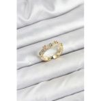 Pirinç Gold Renk Zirkon Taşlı Vintage Kadın Yüzük - Tj-Byk3832