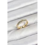 Pirinç Gold Renk Zirkon Taşlı Vintage Kadın Yüzük - Tj-Byk3862