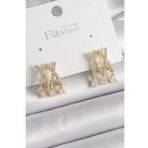 Pirinç Gold Renk Zirkon Taşlı X Model Sallantı Detay Kadın Küpe - Tj-Bkp9872