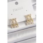 Pirinç Gold Renk Zirkon Taşlı X Model Sallantı Detay Kadın Küpe