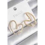 Pirinç Gold Renk Zirkon Taşlı Yılan Kalp Model Kadın Küpe - Lisinya - 001-Renkli