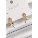 Pirinç Gold Renk Zirkon Taşlı Yılan Model Kadın Küpe - Lisinya - 001-Renkli