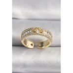 Pirinç Gold Renk Zirkon Taşlı Yıldız İşleme Vıp Seri Kadın Yüzük (Timya/1395) 191519