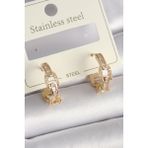 Pirinç Gold Renk Zirkon Taşlı Zincir Model Kadın Küpe - Lisinya - 001-Renkli