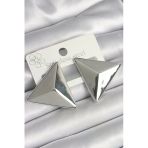 Pirinç Gümüş Renk 3D Üçgen Model Kadın Küpe 5886