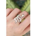 Pirinç Gümüş Renk Ayarlanabilir Yılan Yüzük - EBJ240608W24840