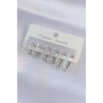 Pirinç Gümüş Renk Dikdörtgen Model Küpe Seti - Lisinya - 001-Renkli