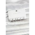 Pirinç Gümüş Renk Halka Kadın Küpe Seti - Ebj260509w42120