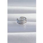 Pirinç Gümüş Renk İncili Baget Taşlı Earcuff Küpe - EBJ240820W26738