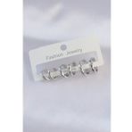 Pirinç Gümüş Renk Oval Bombeli Küpe Seti - TJ-BKP8997