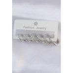 Pirinç Gümüş Renk Oval Küpe Seti - Lisinya - 001-Renkli