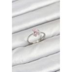 Pirinç Gümüş Renk Pembe Kelebek Kadın Yüzük - EBJ250927W37958