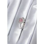 Pirinç Gümüş Renk Pembe Zirkon Taş Kalp Charm Model Kadın Yüzük - Ebj260319w41598