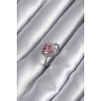 Pirinç Gümüş Renk Pembe Zirkon Taş Kalp Charm Model Kadın Yüzük - Lisinya - 001-Renkli