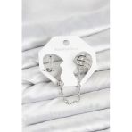 Pirinç Gümüş Renk Sarmal Model Zincir Bağlantılı Ear Cuff Küpe Seti