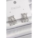 Pirinç Gümüş Renk Zirkon Taşlı x Model Sallantı Detay Kadın Küpe - Lisinya - 001-Renkli