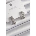 Pirinç Gümüş Renk Zirkon Taşlı Yarım Halka Model Kadın Küpe - EBJ250113W30500 BKP9978