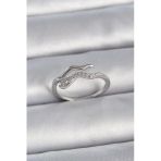 Pirinç Gümüş Renk Zirkon Taşlı Yılan Ayarlanabilir Model Kadın Yüzük 5886