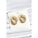 Pirinç Halka Sarmal Figürlü Vintage Kadın Küpe (Gold Renk)