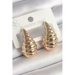 Pirinç İşlemeli Damla Figürlü Kadın Küpe (Gold Renk)